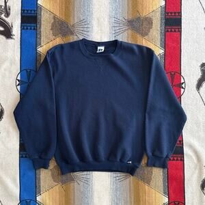 Vintage 90s Men’s Russell Athletic Blank Crewneck Sweatshirt Size Medium Navy